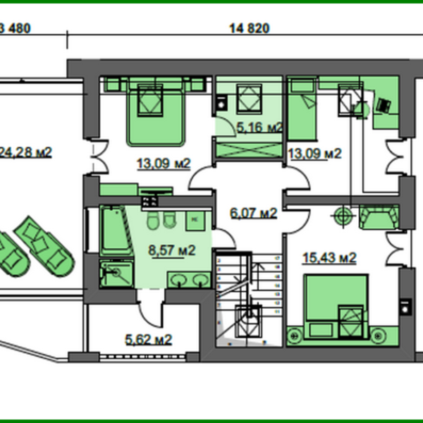 391. Spacious attic 4-bedroom apartment building