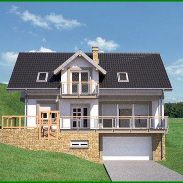 399. House project with a garage for two cars in the basement