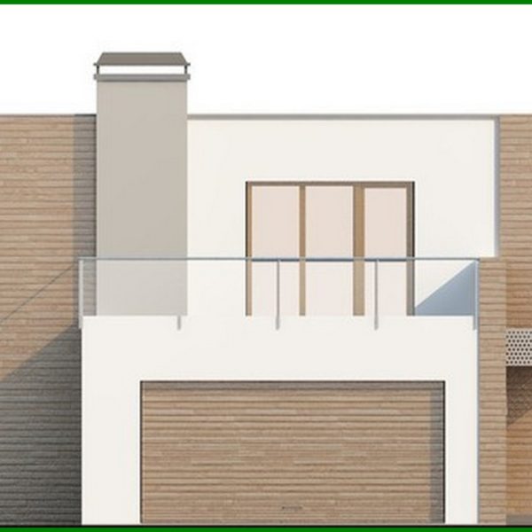 422. The project of a two-story modernist house with a terrace above the garage