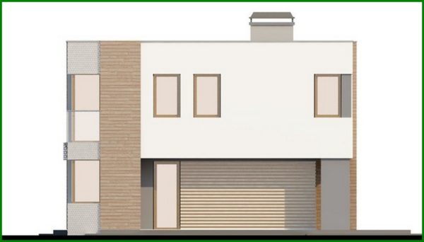 422. The project of a two-story modernist house with a terrace above the garage