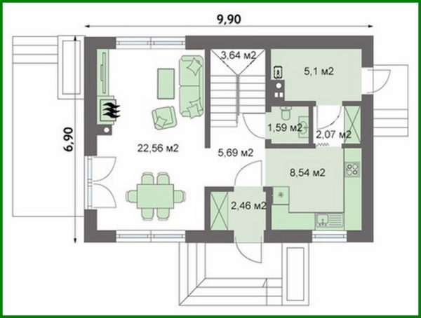 427. Residential house with open verandahs under a gable roof