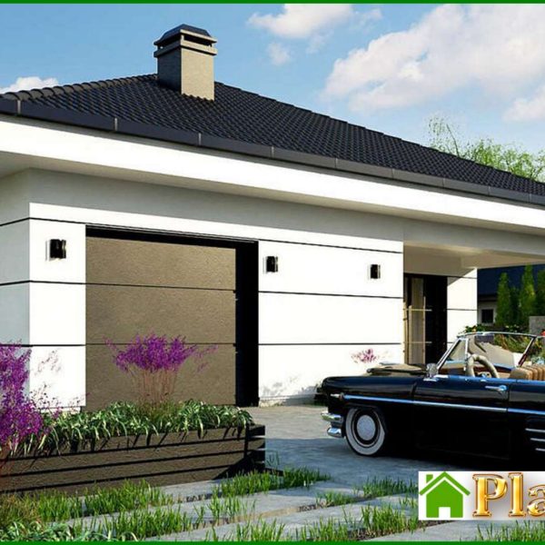 455. The project of a modern European house with a garage and two terraces with a total area of ​​164 square meters. 