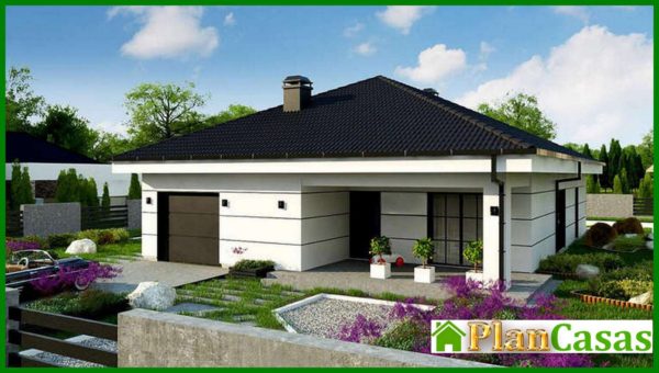 455. The project of a modern European house with a garage and two terraces with a total area of ​​164 square meters. 