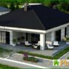 455. The project of a modern European house with a garage and two terraces with a total area of ​​164 square meters. 