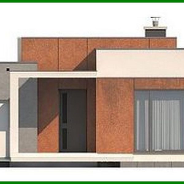 472. Project of a modern house with a flat roof and a garage for two cars