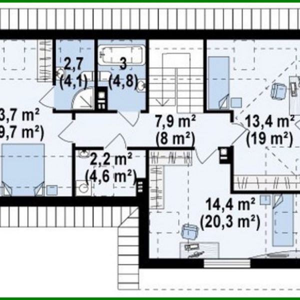 481. Project of a house with an attic and an additional room on the ground floor