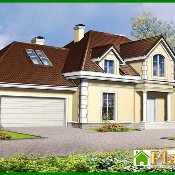487. Project of a mansion with a garage for two cars