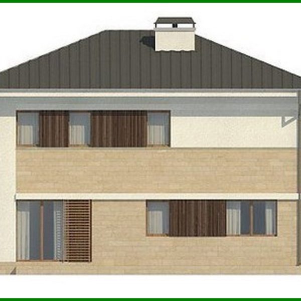 498. The project of a stylish bright beautiful two-story house with a garage and a terrace