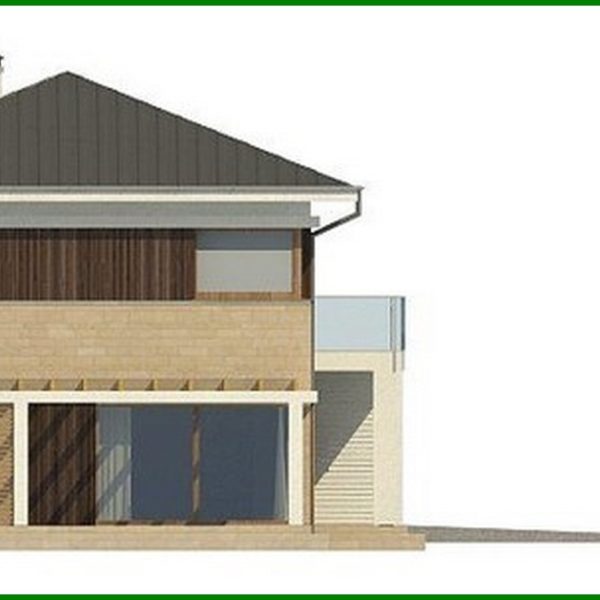 498. The project of a stylish bright beautiful two-story house with a garage and a terrace