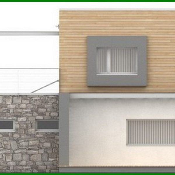 1000. Project of a modern house with a terrace above the garage