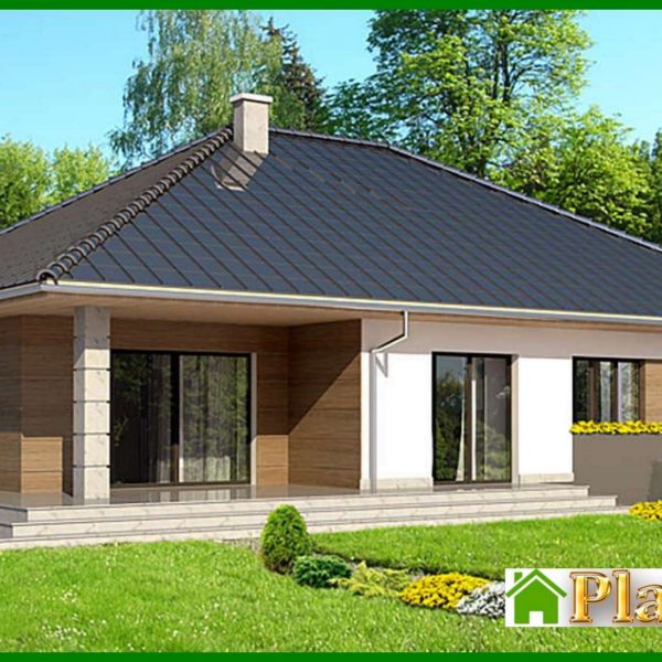 475. Project of a one-story cottage with an area of ​​166 square meters. m with built-in garage for 2 cars