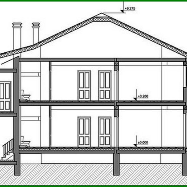 514. Architectural project of a country mansion with a terrace