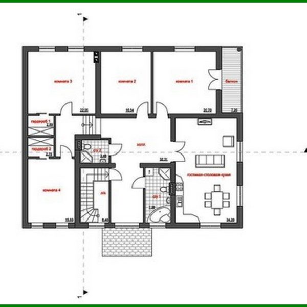 514. Architectural project of a country mansion with a terrace