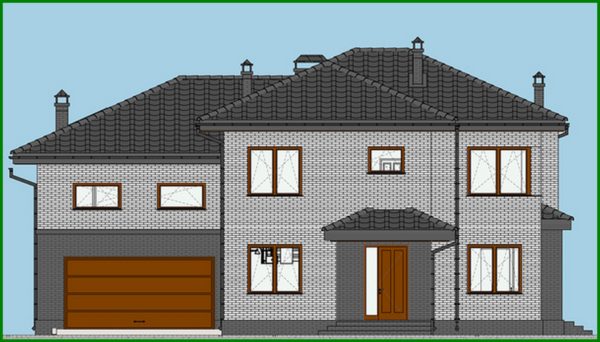 528. Plan of a two-story house with a garage for 2 cars