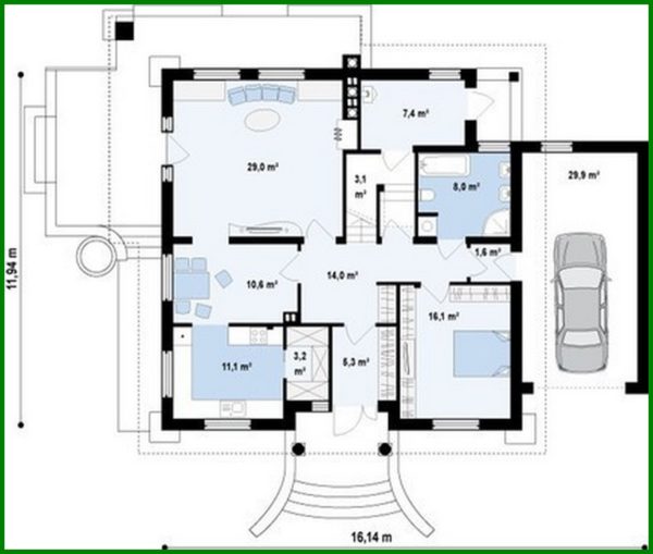 530. Project of a classic house with an attic and a balcony