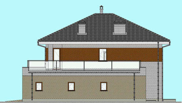 537. The project of a two-story brick house with an area of 262 square meters with modern balconies