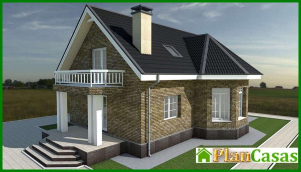 550. The project of a two-story house with an area of 167 square meters. m with bay window and second light