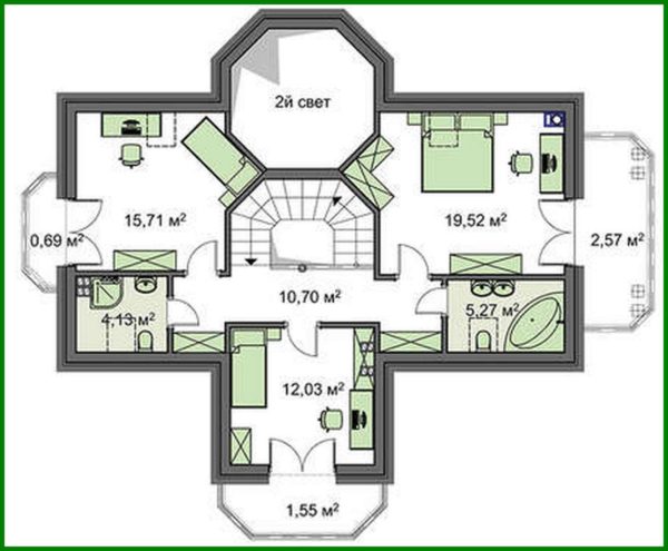 550. The project of a two-story house with an area of 167 square meters. m with bay window and second light