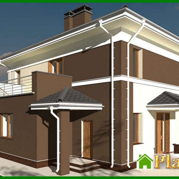 553. Project of a two-story cottage in white and chocolate design with a total area of 178 square meters. m