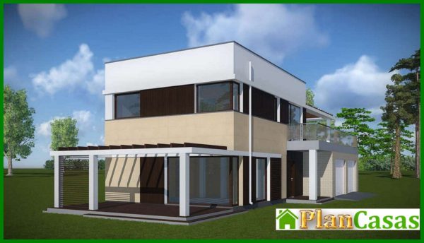 557. The project of a two-story cottage with an area of 173 square meters. m with open terraces on the first and second level