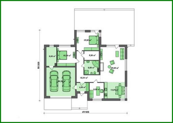 561. Architectural project of a one-story house with a flat roof