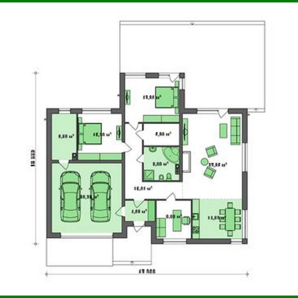 561. Architectural project of a one-story house with a flat roof