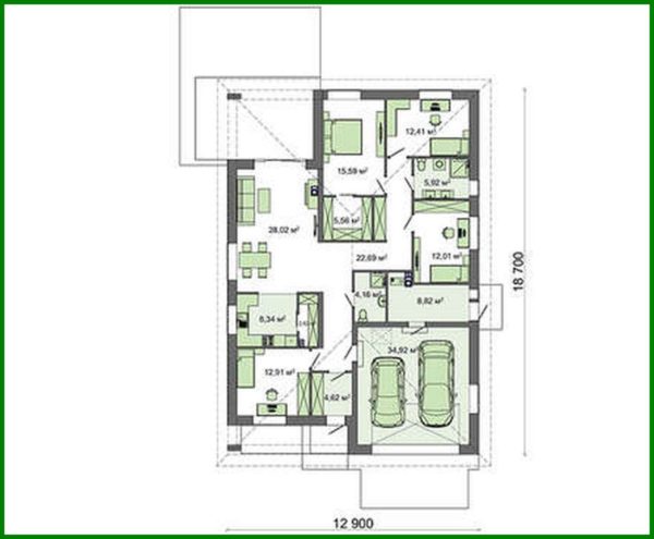 576. Project of a one-story modern residential building with a total area of ​​178 squares