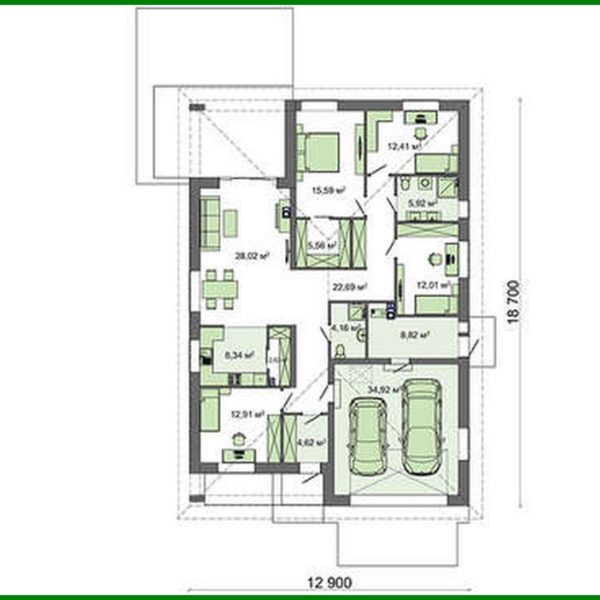 576. Project of a one-story modern residential building with a total area of ​​178 squares