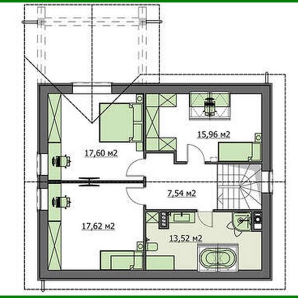 578. Plan of a compact European-style house with an area of 147 square meters. m, decorated with natural stone