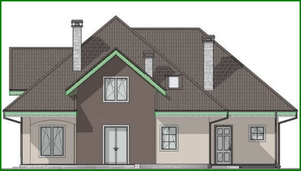 580. The project of a cottage with an attic and bay window with an area of 289 sq.m