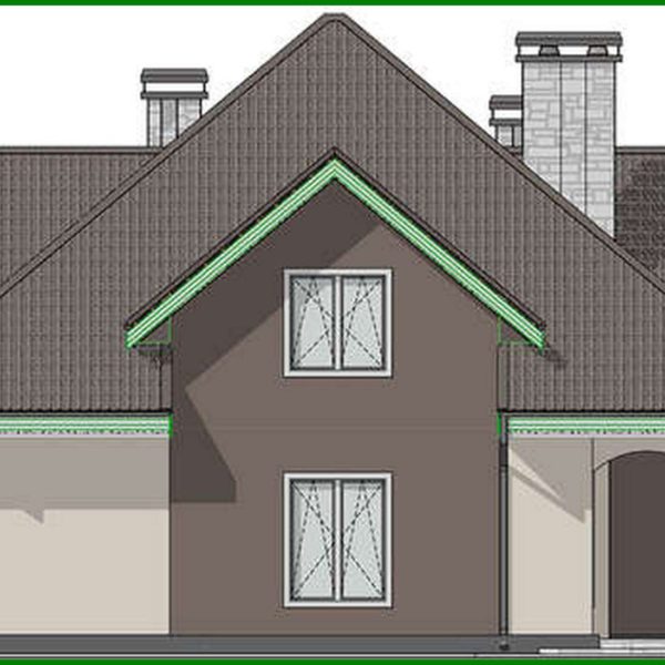 580. The project of a cottage with an attic and bay window with an area of 289 sq.m