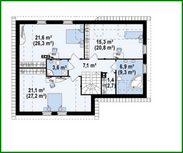 600. A project of a bright comfortable country cottage with an attic and a garage