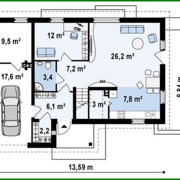 600. A project of a bright comfortable country cottage with an attic and a garage