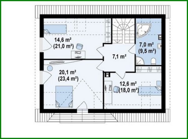 601. The project of a cozy house with a living area