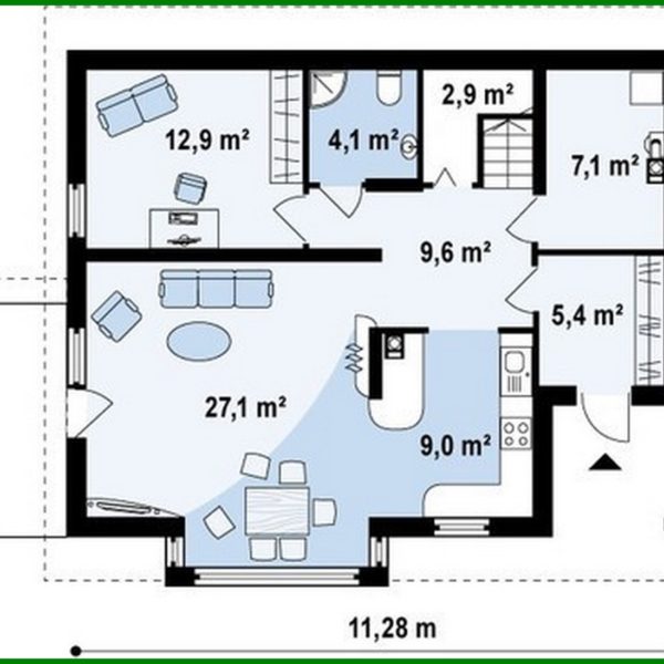 601. The project of a cozy house with a living area