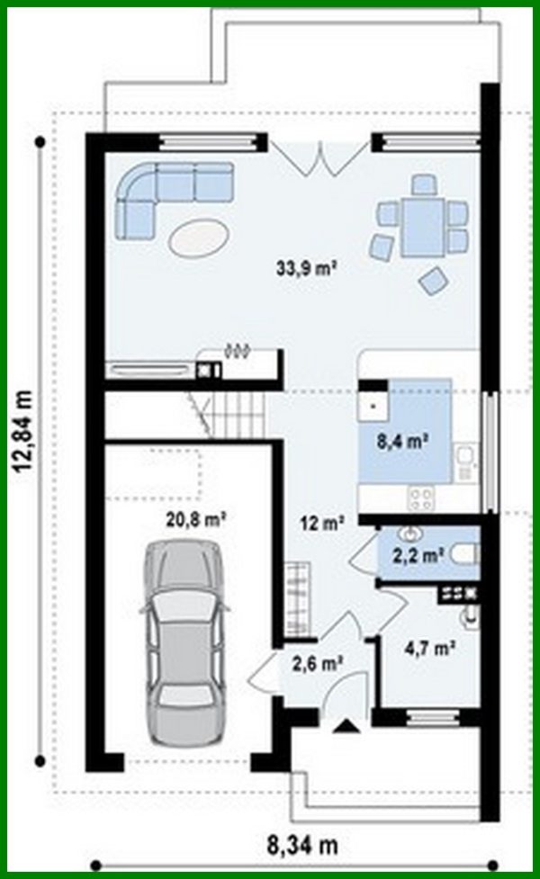 605. House project with attic and built-in garage