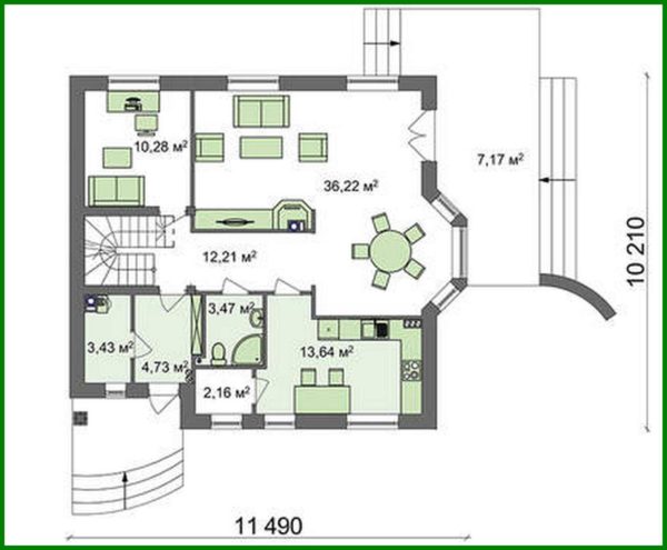 611. Project of a traditional house with an attic and a bay window