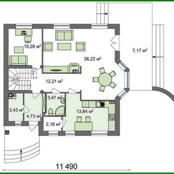 611. Project of a traditional house with an attic and a bay window