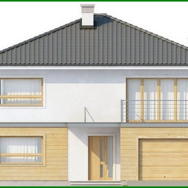 622. The project of a two-story house with an extended garage for two cars