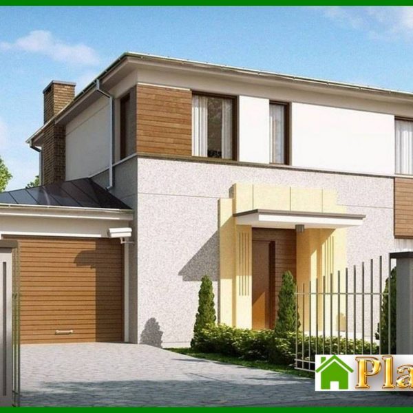 642. Project of a two-story modern house with three bedrooms and a garage