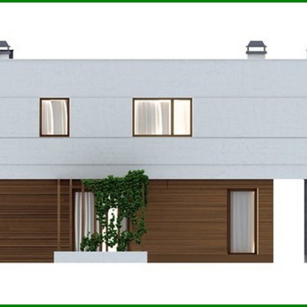 645. Project of a modern cottage with a terrace and a garage for 2 cars