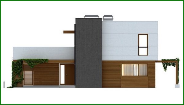 645. Project of a modern cottage with a terrace and a garage for 2 cars