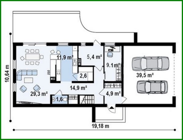 647. The project of a modern house with a simple layout