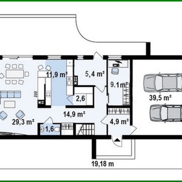 647. The project of a modern house with a simple layout