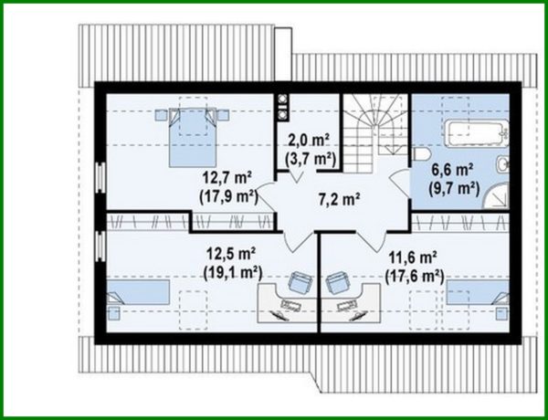 648. Project of a classic cottage with an office and a large bathroom