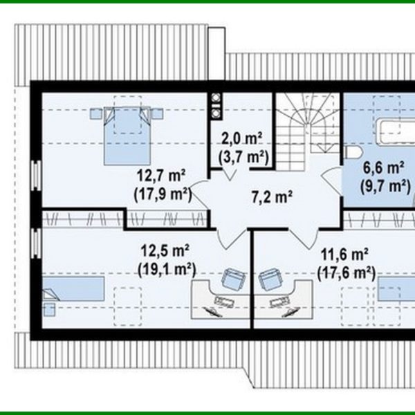 648. Project of a classic cottage with an office and a large bathroom