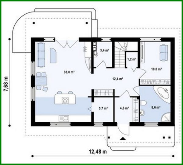 648. Project of a classic cottage with an office and a large bathroom