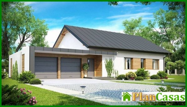 672. One-storey cottage project with a side garage