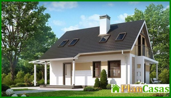 688. The project of an economical inexpensive house with a canopy for 1 car