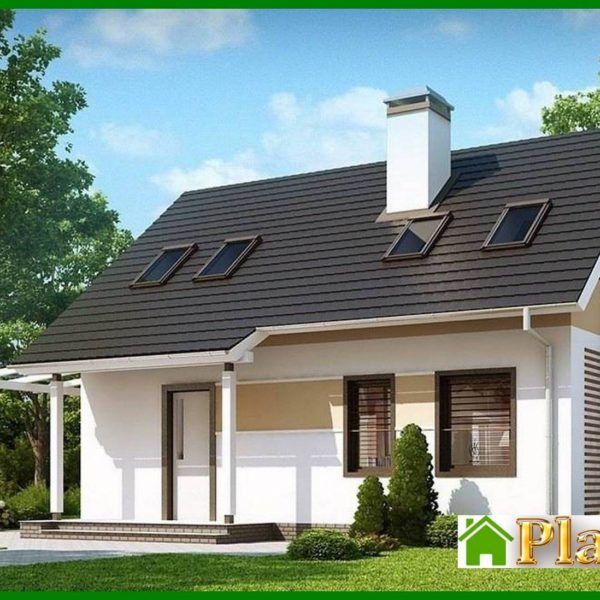688. The project of an economical inexpensive house with a canopy for 1 car